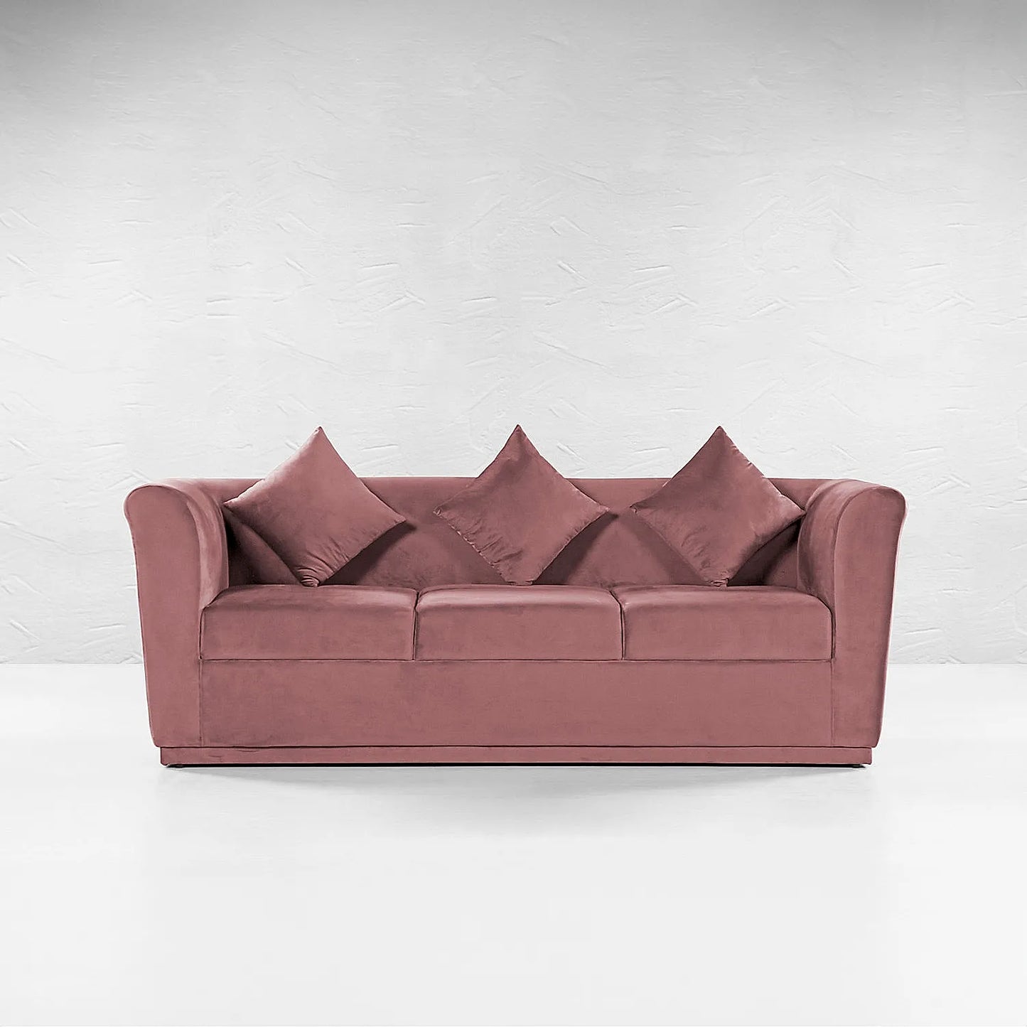 Hudson 3 Seater Fabric Sofa (Velvet, Mauve)