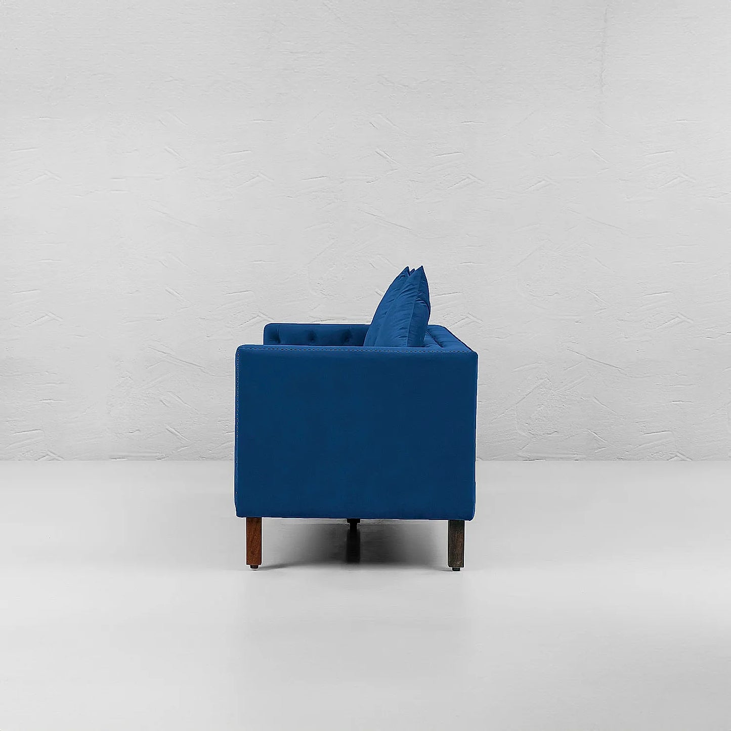 Manchester 3 Seater Wooden Sofa (Velvet, Blue)
