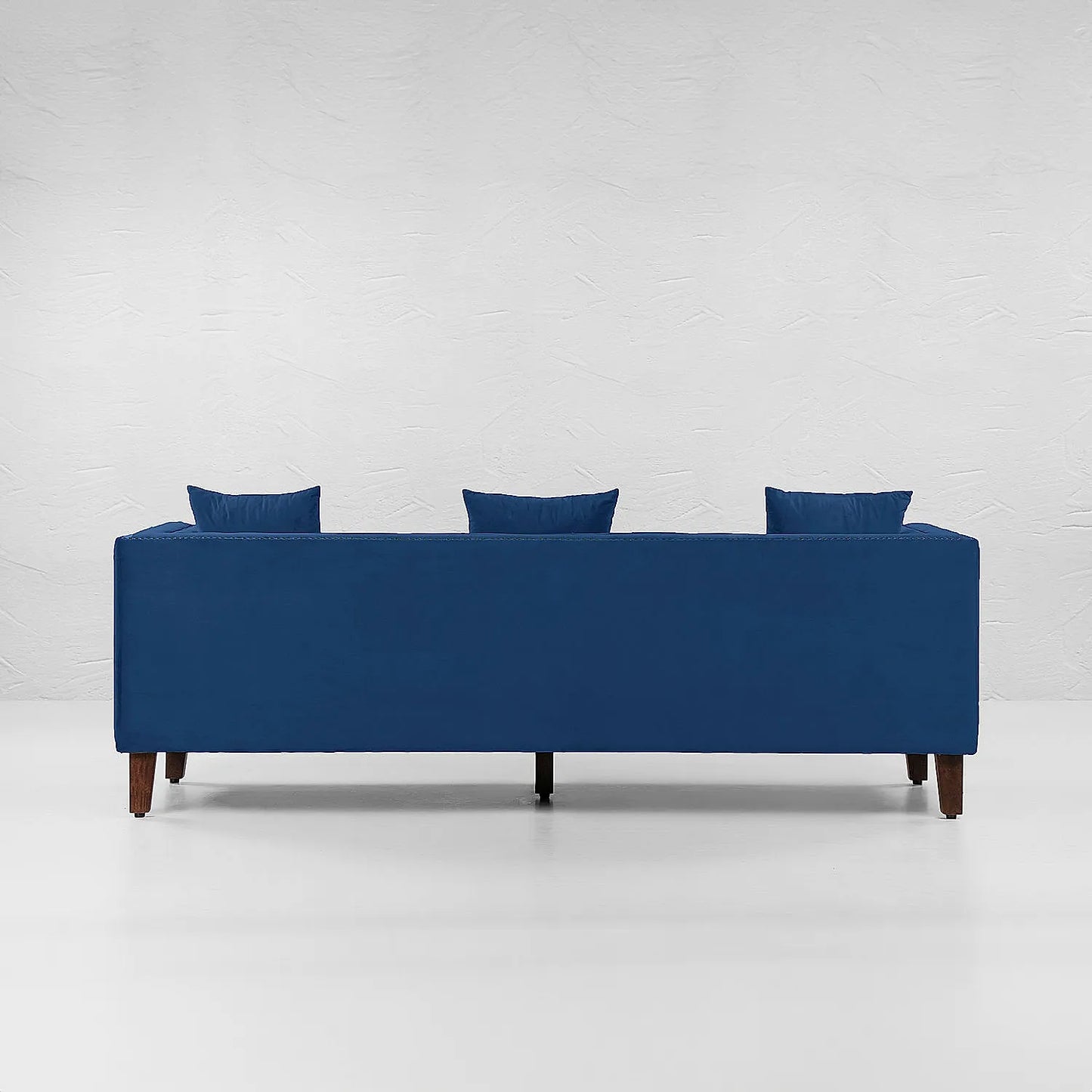 Manchester 3 Seater Wooden Sofa (Velvet, Blue)