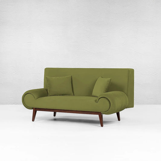 Kow Tow 2 Seater Wooden Sofa (Velvet, Green)