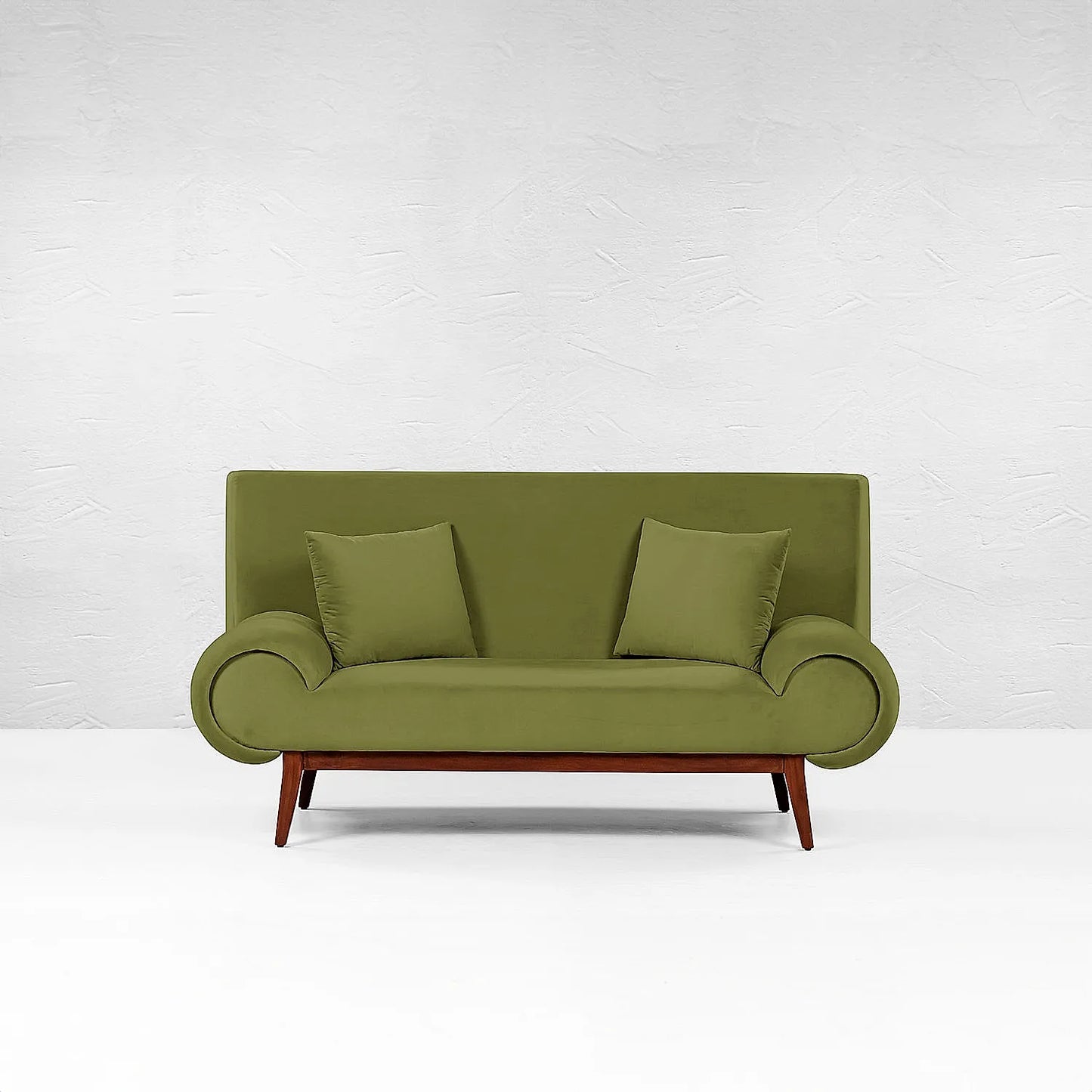 Kow Tow 2 Seater Wooden Sofa (Velvet, Green)
