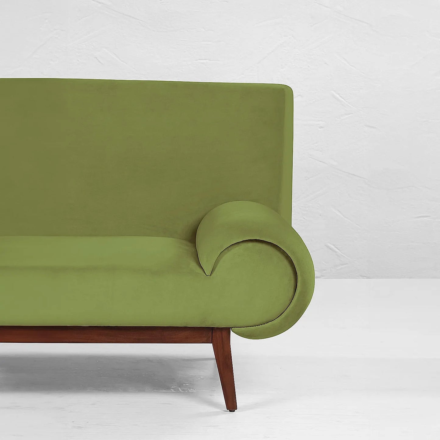 Kow Tow 2 Seater Wooden Sofa (Velvet, Green)