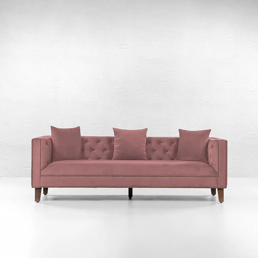 Manchester 3 Seater Wooden Sofa (Velvet, Mauve)