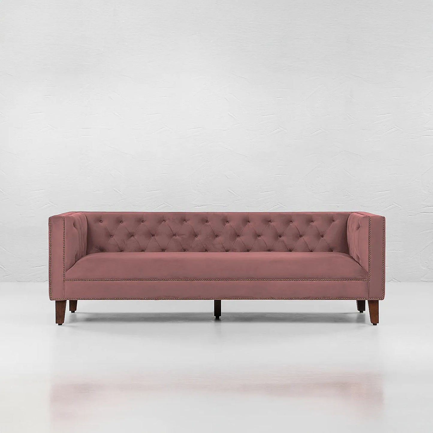 Manchester 3 Seater Wooden Sofa (Velvet, Mauve)