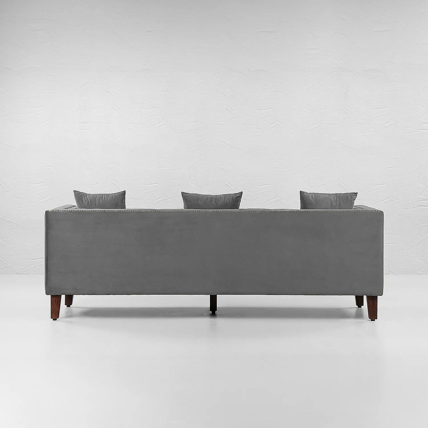 Manchester 3 Seater Wooden Sofa (Velvet, Grey)