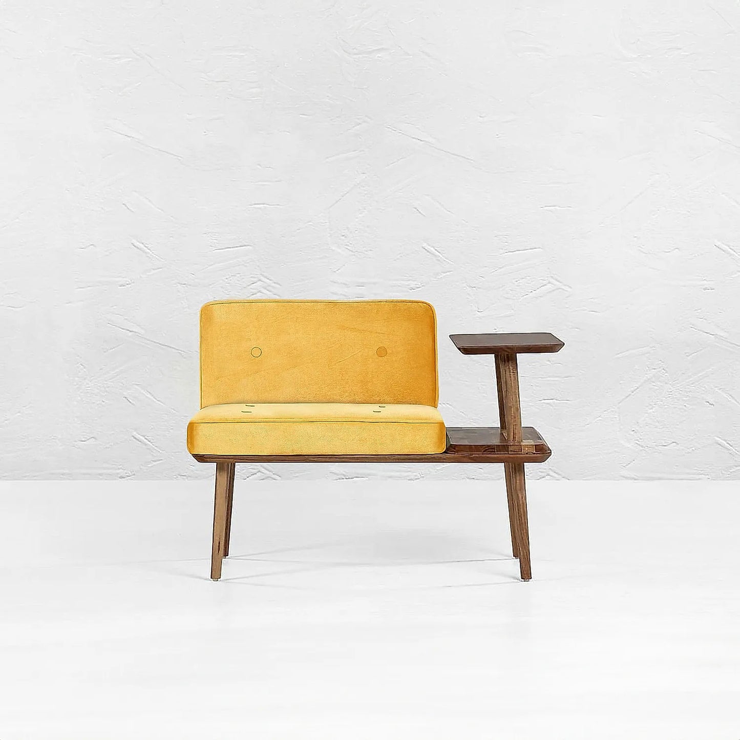 Domino Wooden Accent Chair (Linen, Yellow)