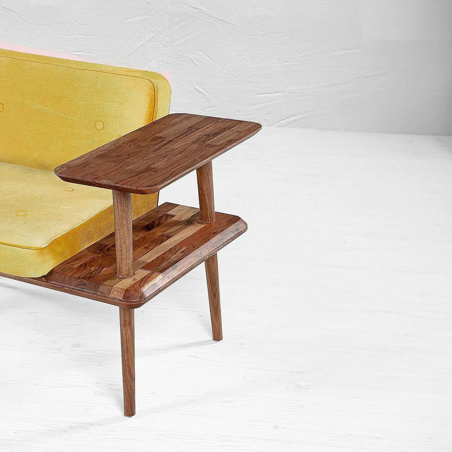 Domino Wooden Accent Chair (Linen, Yellow)