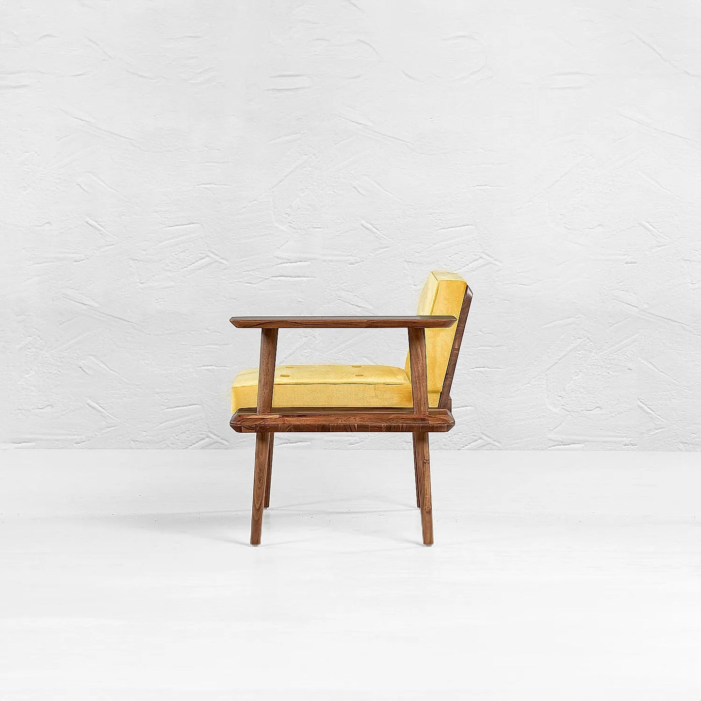 Domino Wooden Accent Chair (Linen, Yellow)