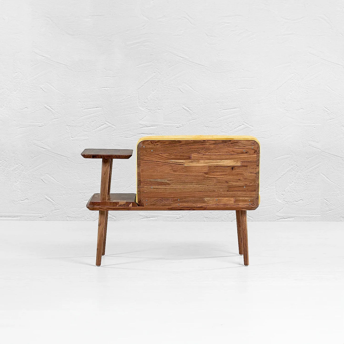 Domino Wooden Accent Chair (Linen, Yellow)