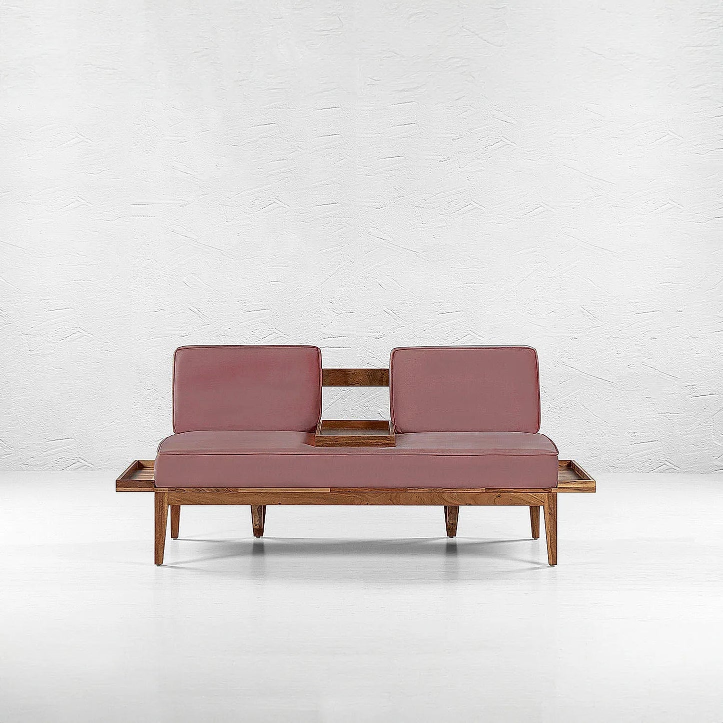 Minika 2 Seater Wooden Sofa (Velvet, Mauve)
