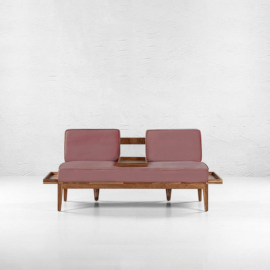 Minika 2 Seater Wooden Sofa (Velvet, Mauve)