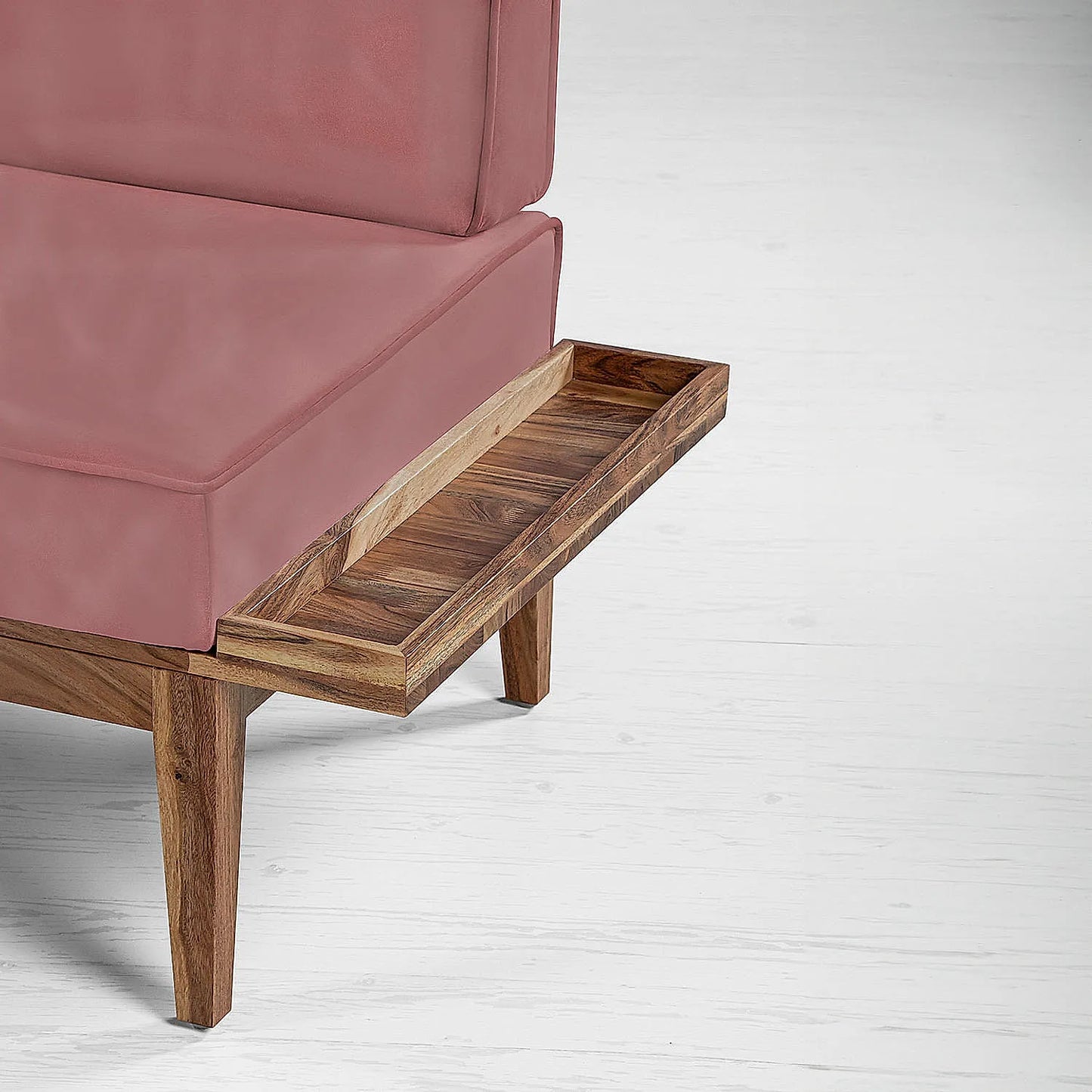 Minika 2 Seater Wooden Sofa (Velvet, Mauve)