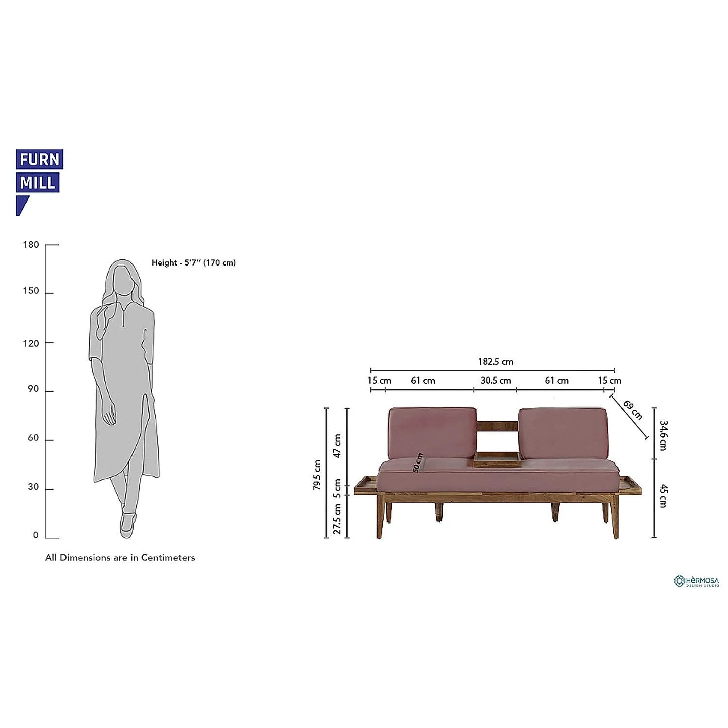 Minika 2 Seater Wooden Sofa (Velvet, Mauve)