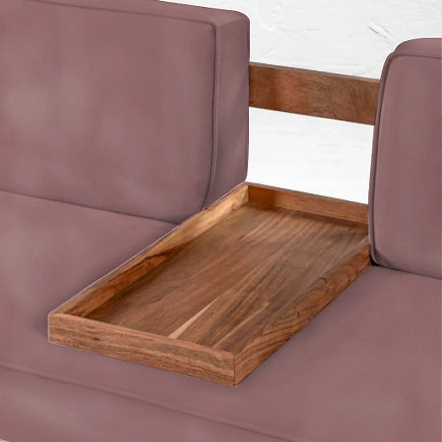 Minika 2 Seater Wooden Sofa (Velvet, Mauve)