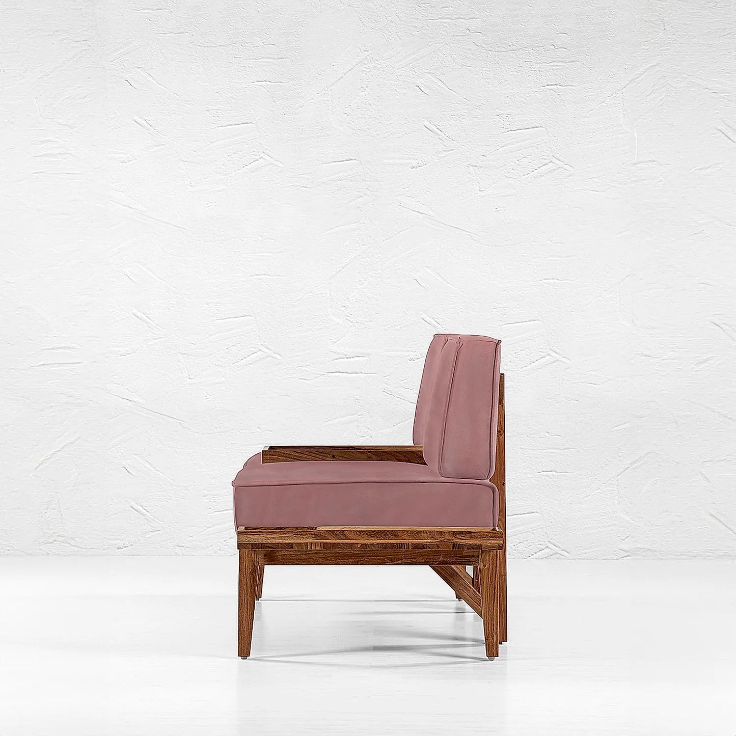 Minika 2 Seater Wooden Sofa (Velvet, Mauve)