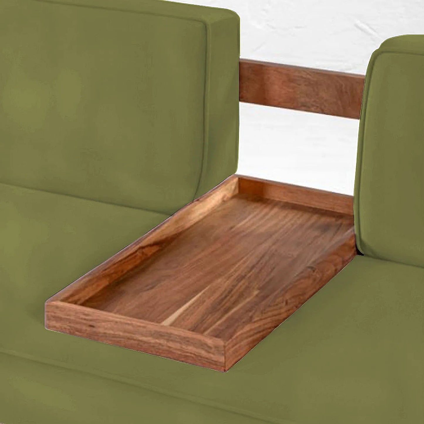 Minika 2 Seater Wooden Sofa (Velvet, Green)