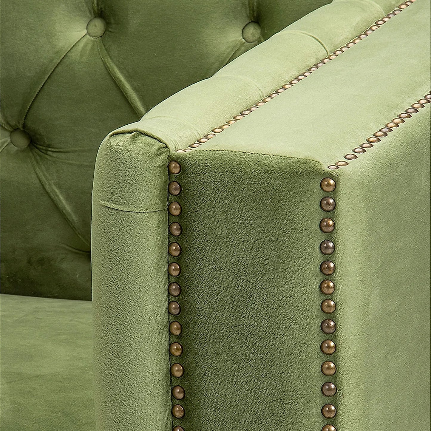 Manchester 2 Seater Wooden Sofa (Velvet, Green)