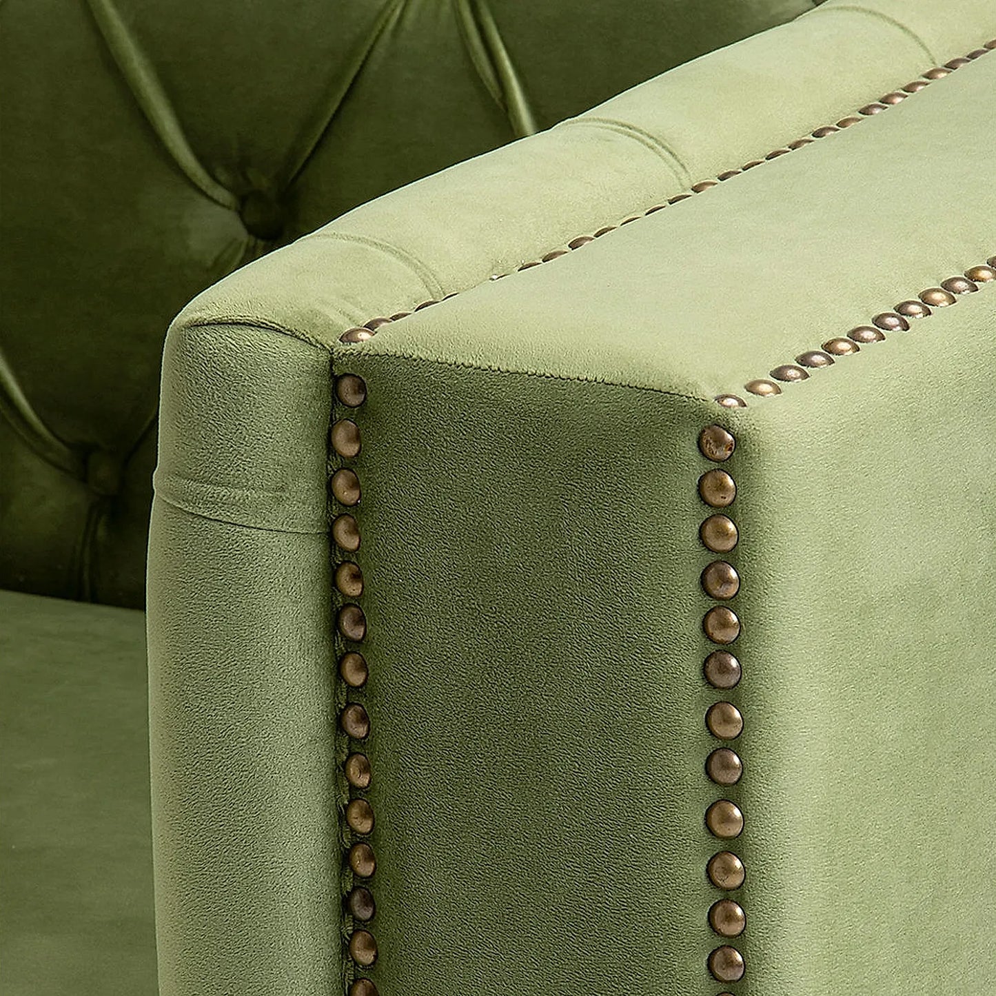 Manchester 1 Seater Wooden Sofa (Velvet, Green)