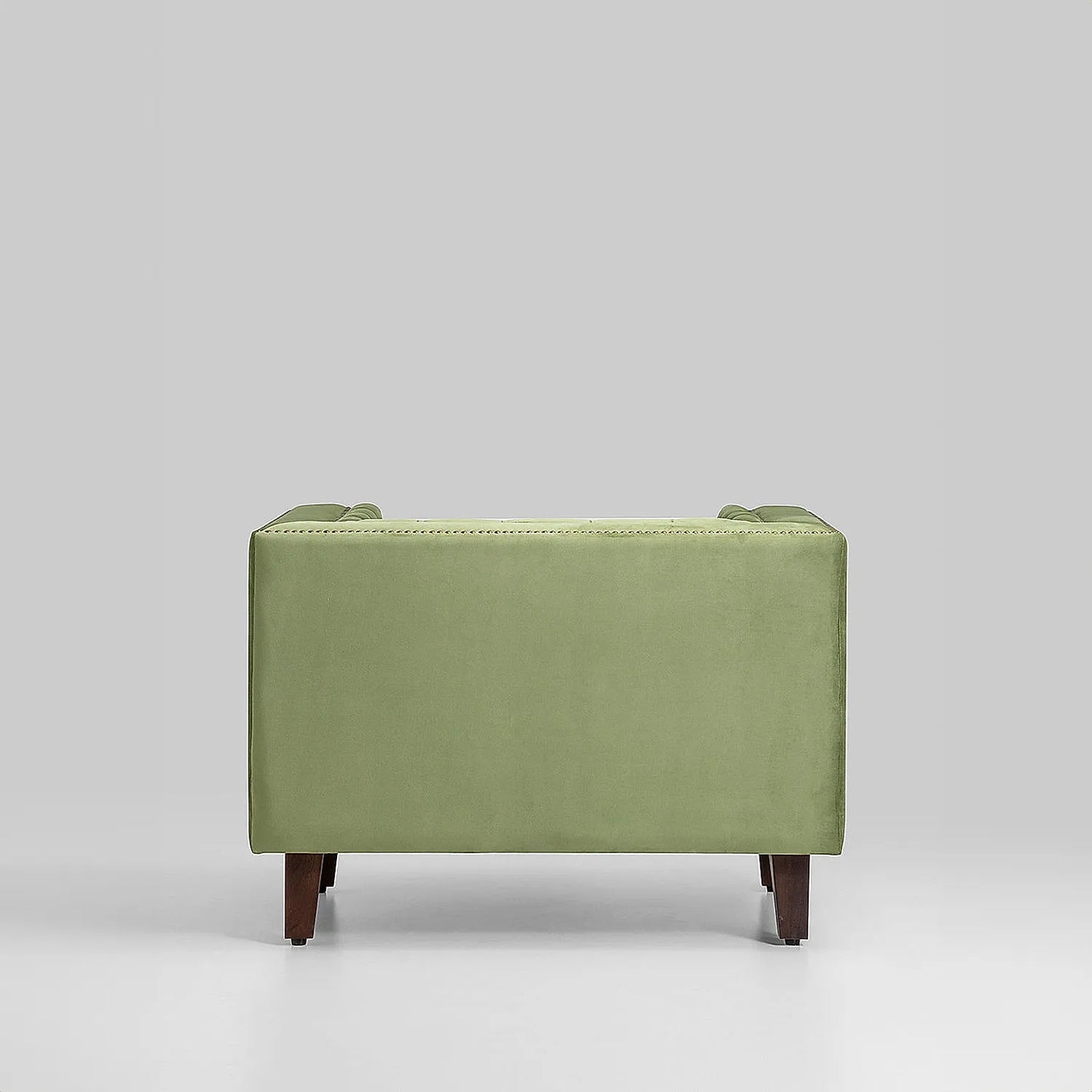 Manchester 1 Seater Wooden Sofa (Velvet, Green)