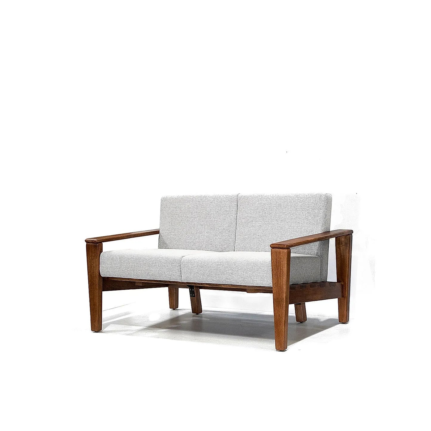 Adelia 2 Seater Wooden Sofa (Linen, Grey)