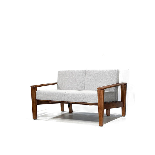 Adelia 2 Seater Wooden Sofa (Linen, Grey)