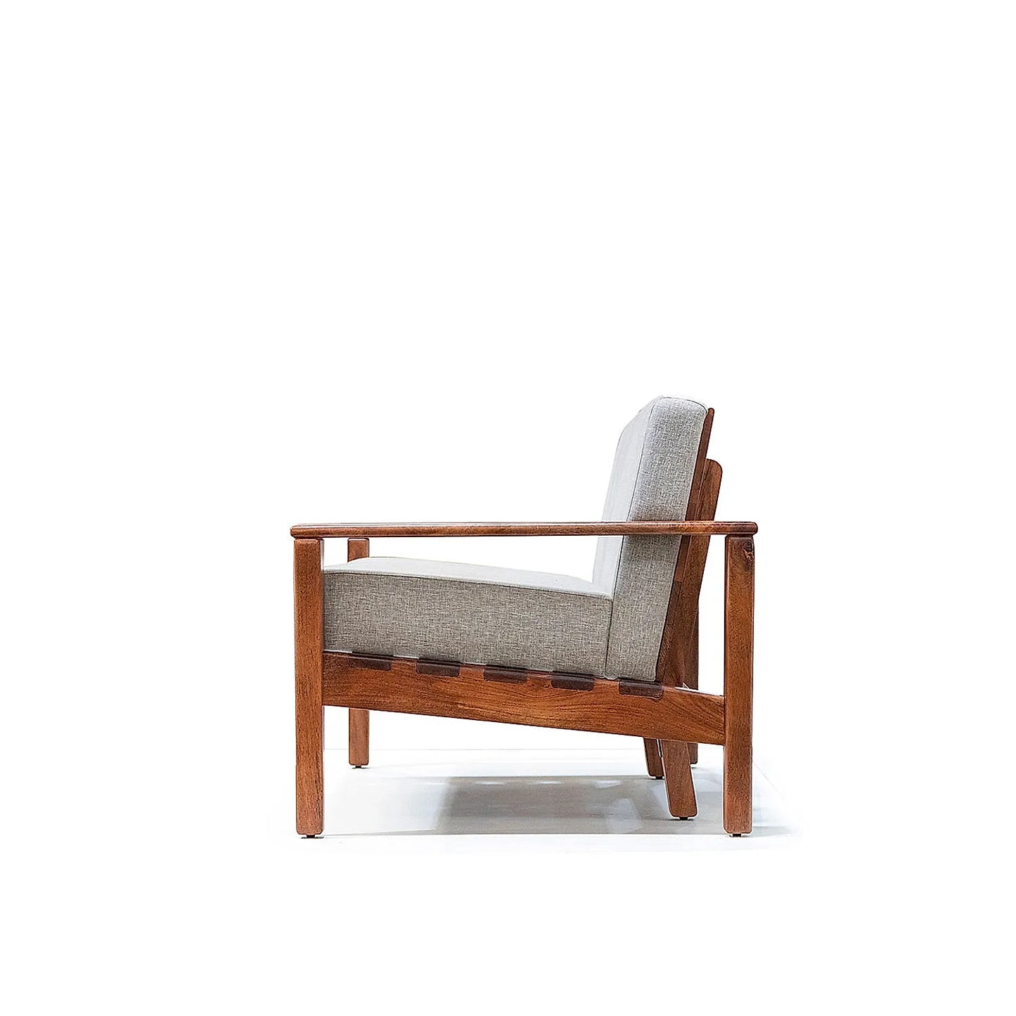 Adelia 2 Seater Wooden Sofa (Linen, Grey)