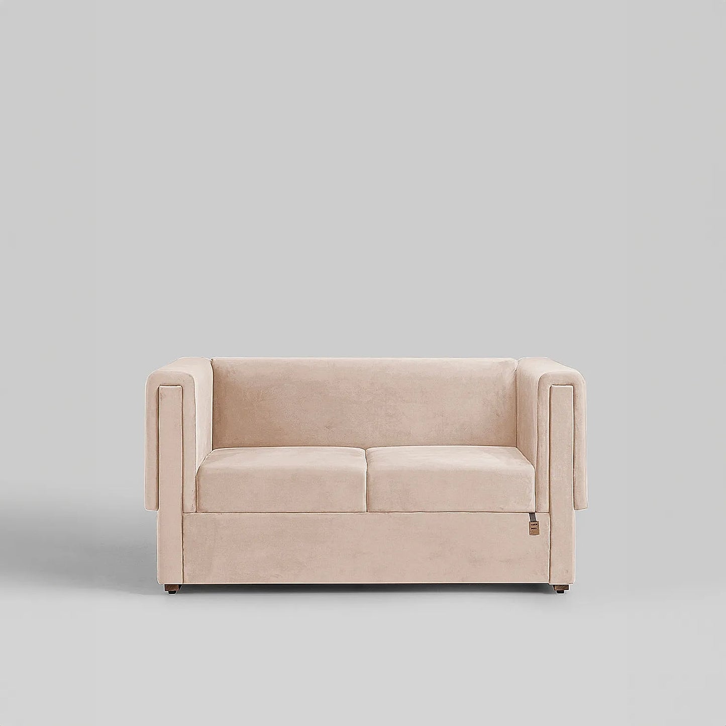 California 2 Seater Fabric Sofa (Velvet, Beige)