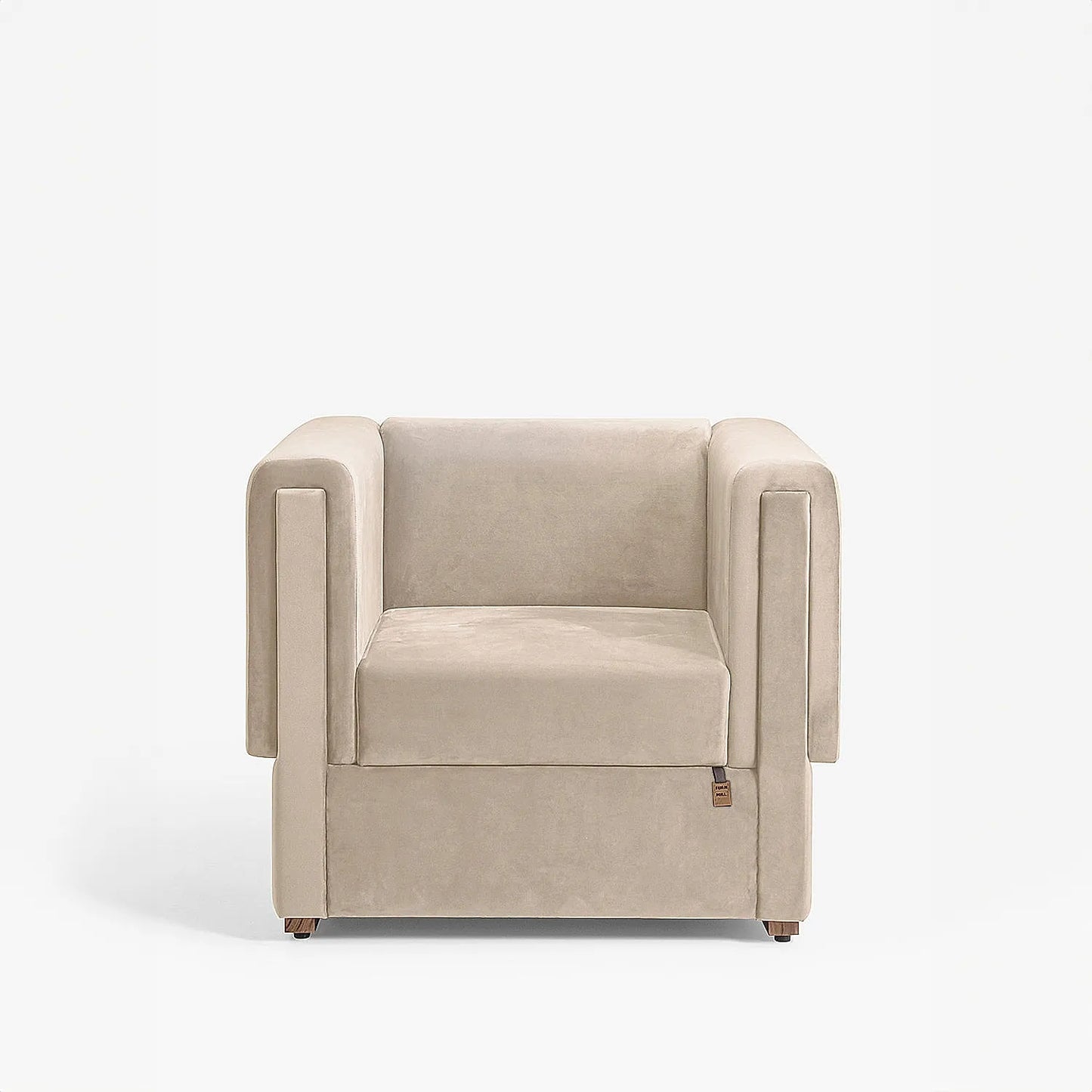 California 1 Seater Fabric Sofa (Velvet, Beige)