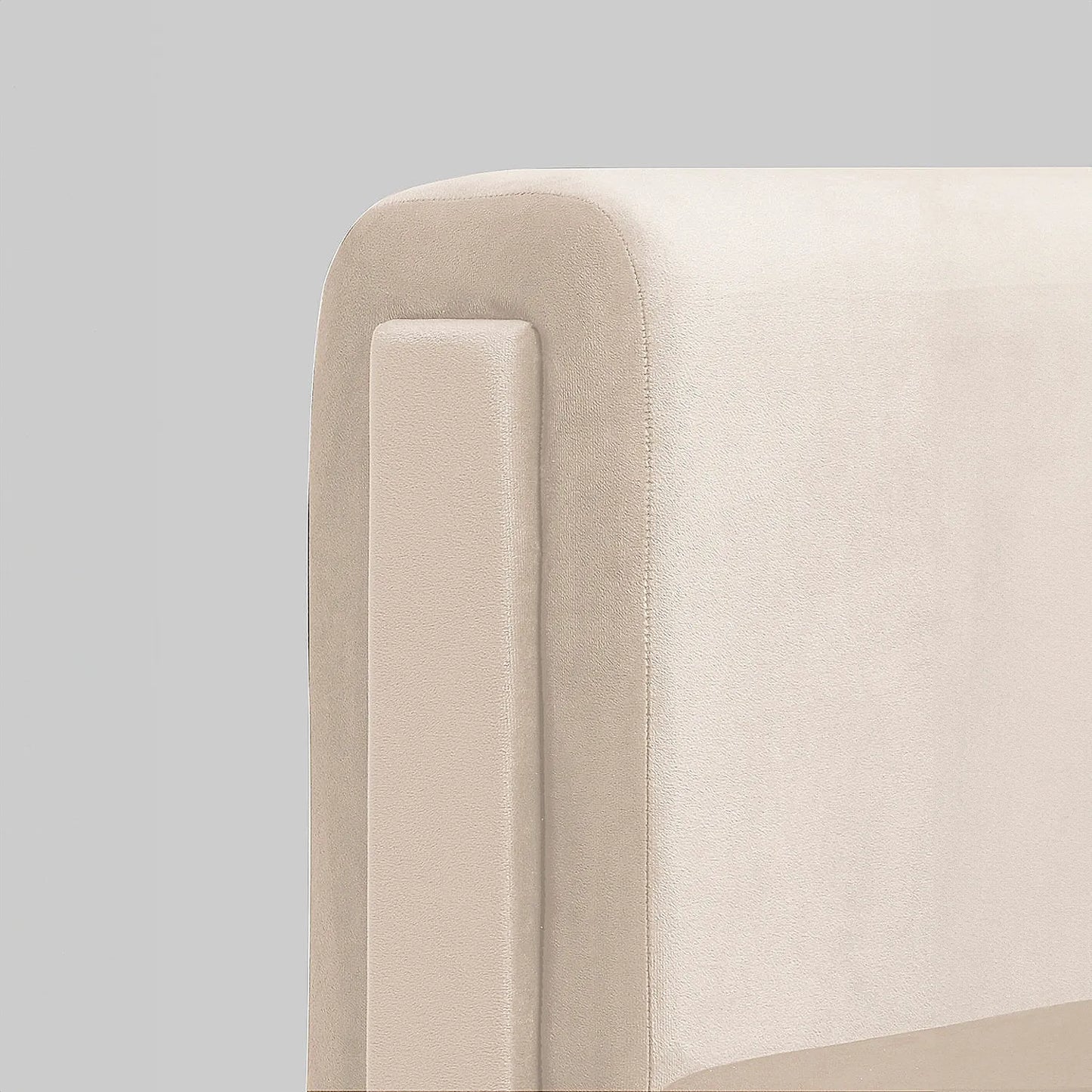 California 1 Seater Fabric Sofa (Velvet, Beige)