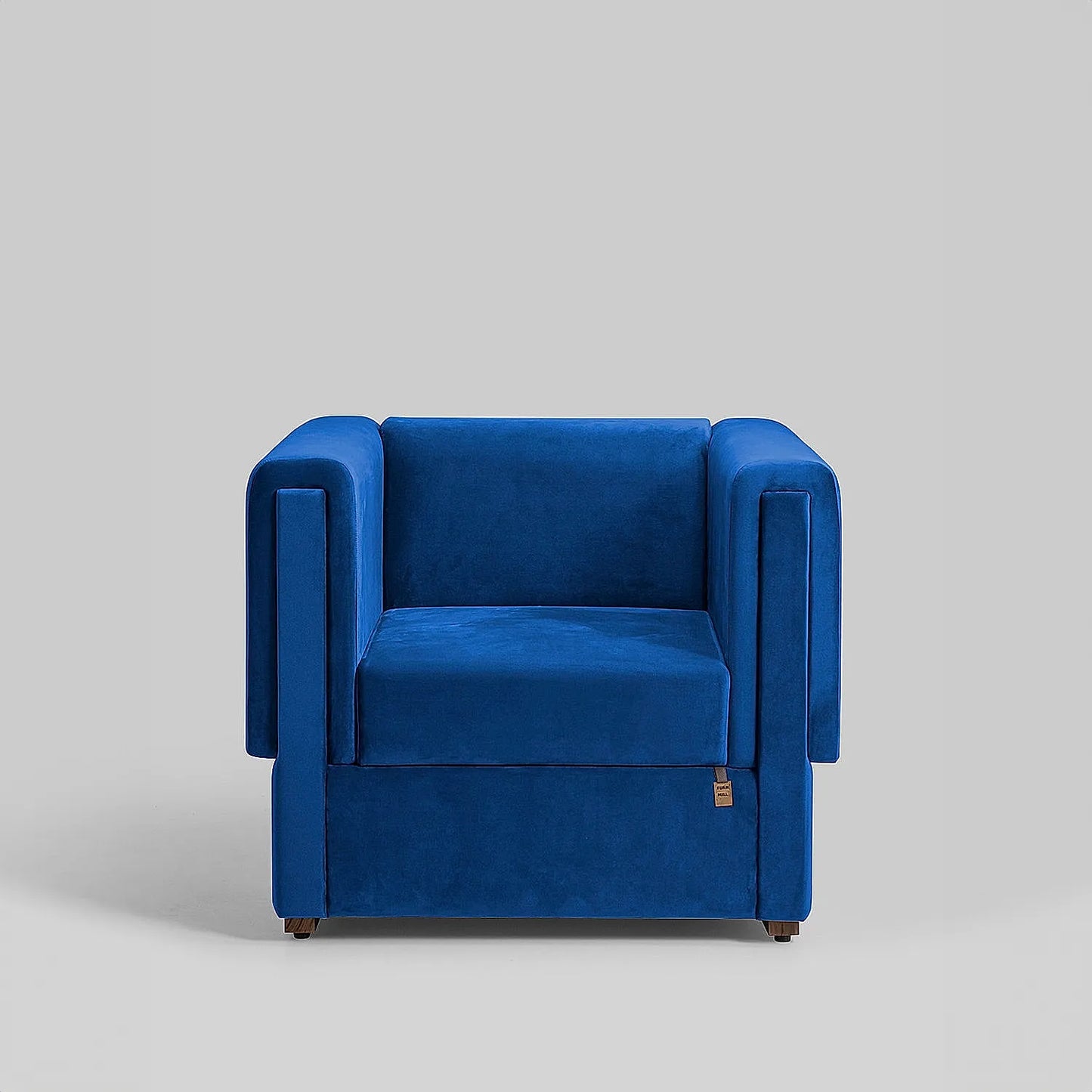 California 1 Seater Fabric Sofa (Velvet, Blue)