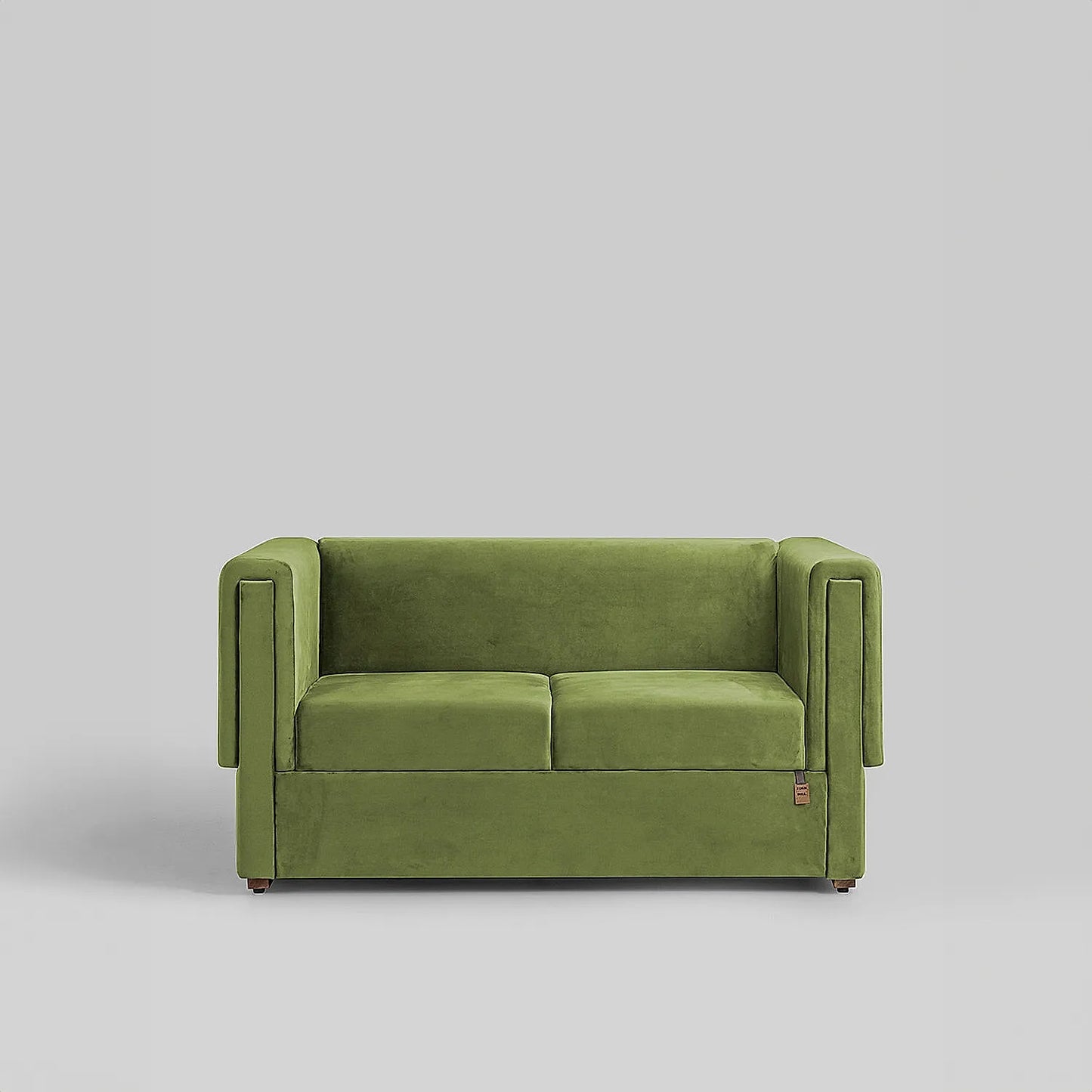 California 2 Seater Fabric Sofa (Velvet, Green)