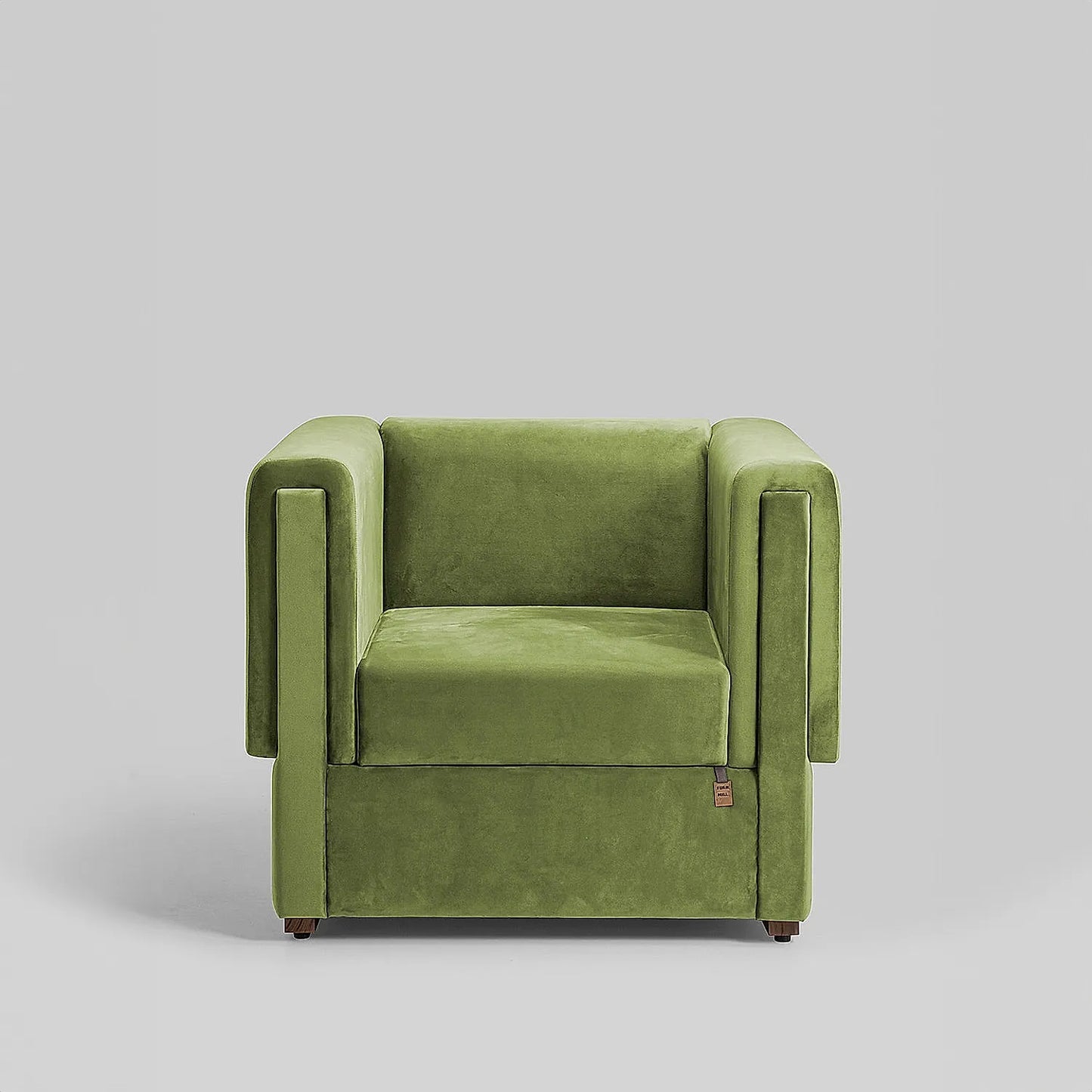 California 1 Seater Fabric Sofa (Velvet, Green)