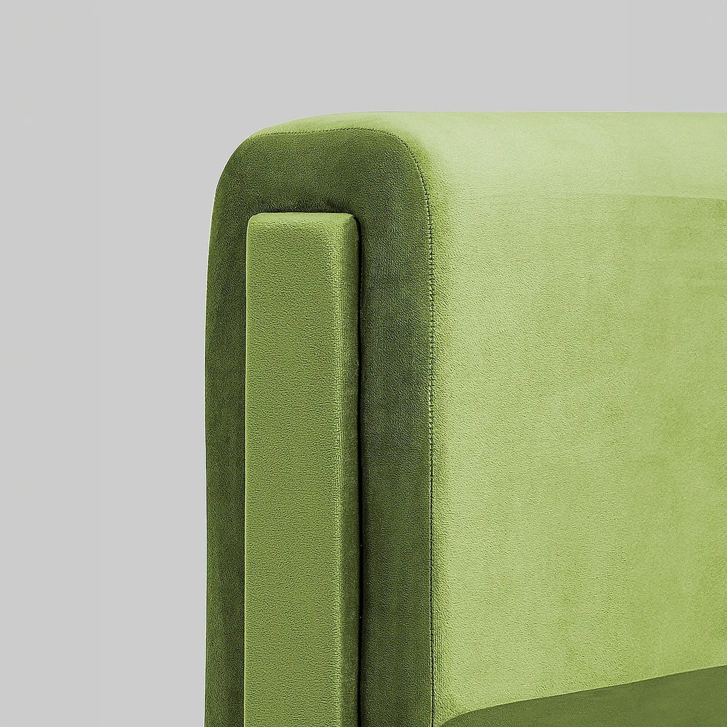 California 1 Seater Fabric Sofa (Velvet, Green)