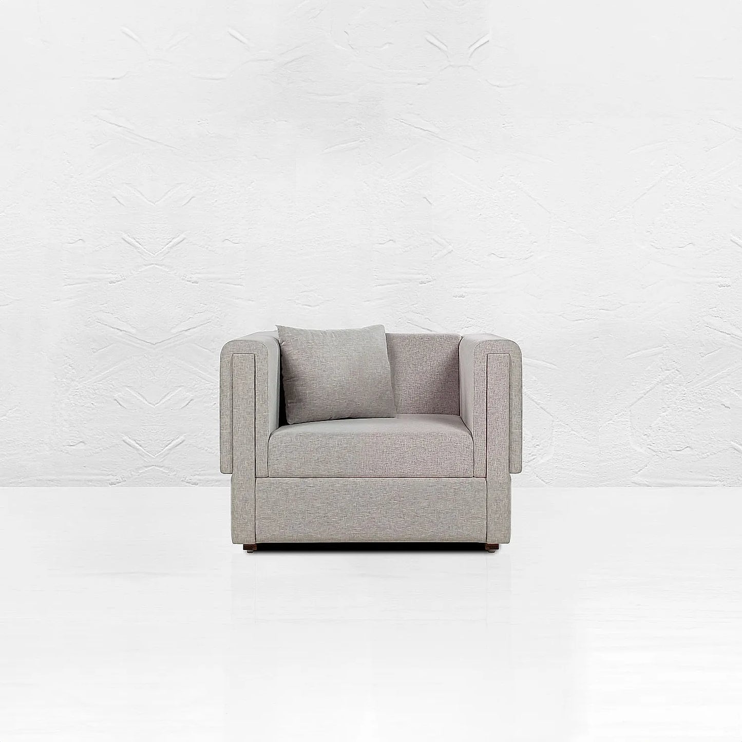 California 1 Seater Fabric Sofa (Linen, Grey)