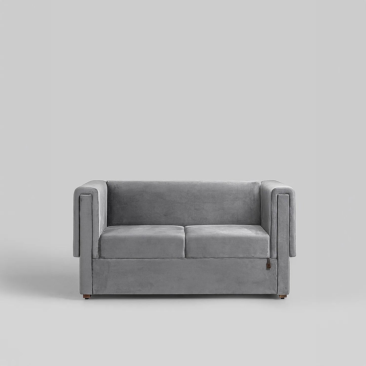 California 2 Seater Fabric Sofa (Velvet, Grey)