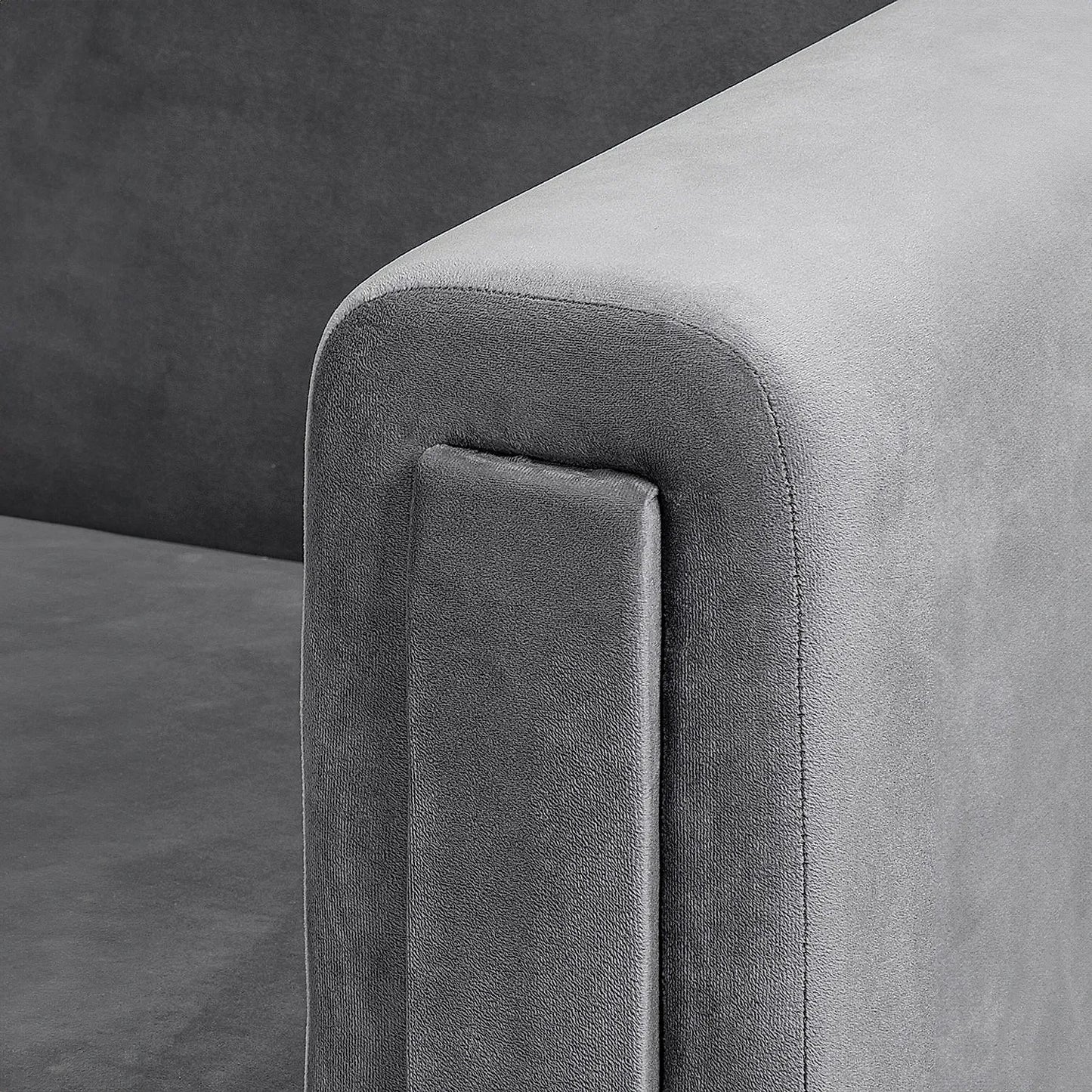 California 2 Seater Fabric Sofa (Velvet, Grey)