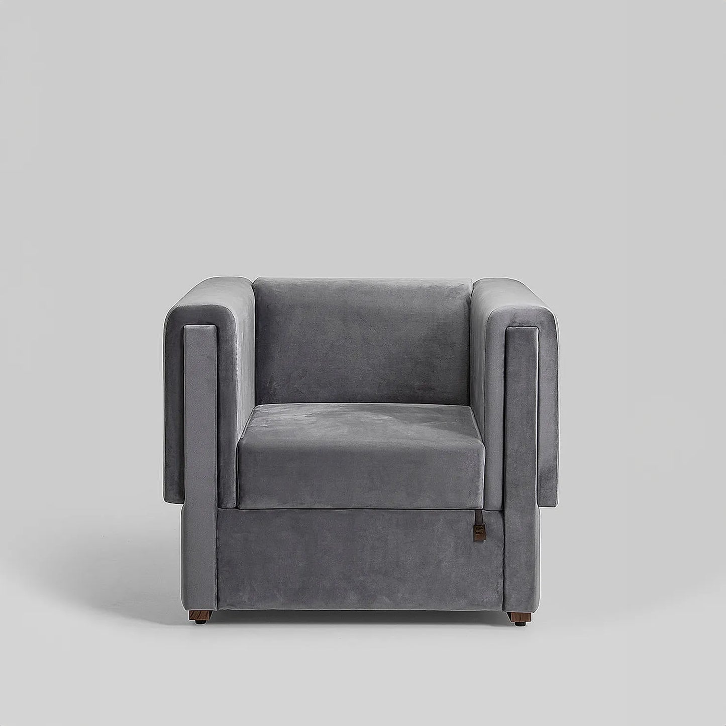 California 1 Seater Fabric Sofa (Velvet, Grey)