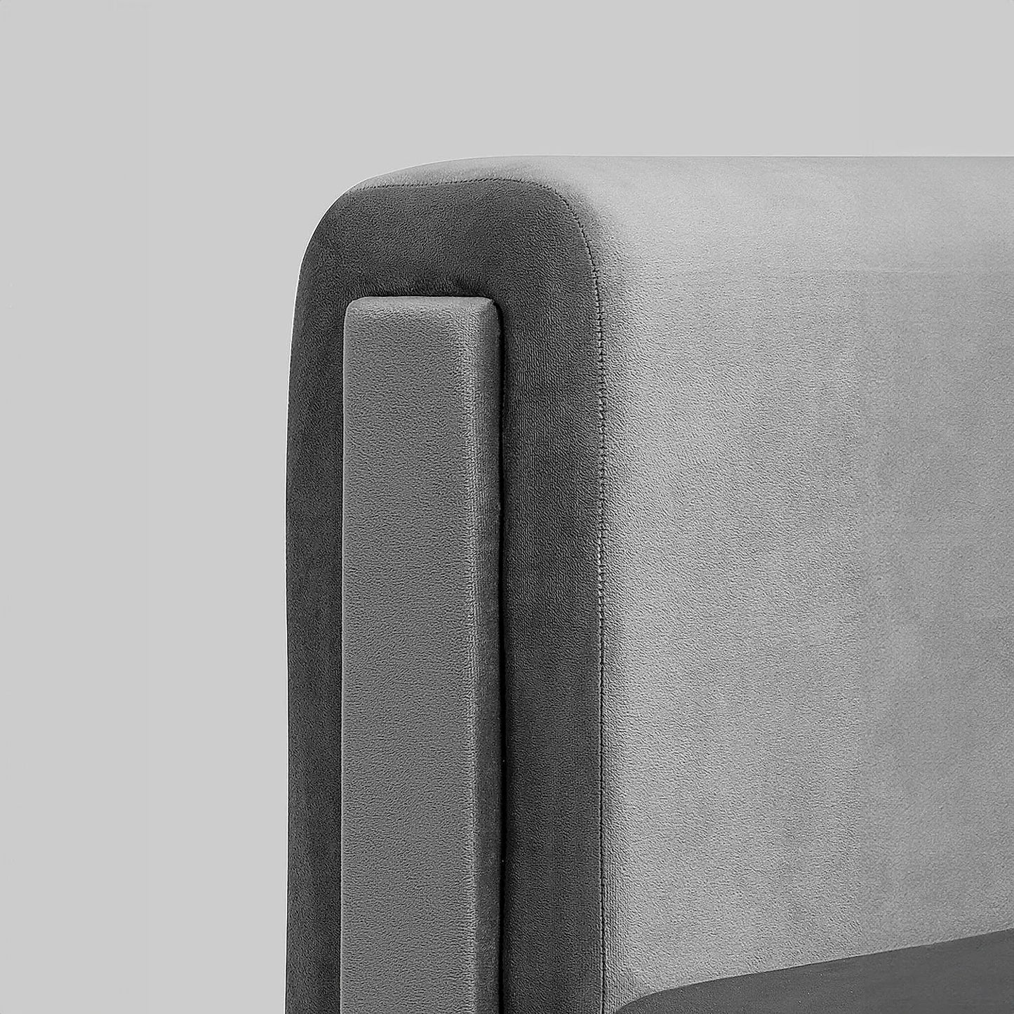 California 1 Seater Fabric Sofa (Velvet, Grey)