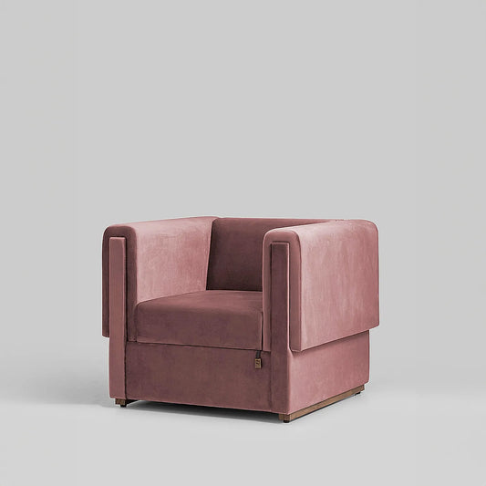 California 1 Seater Fabric Sofa (Velvet, Mauve)