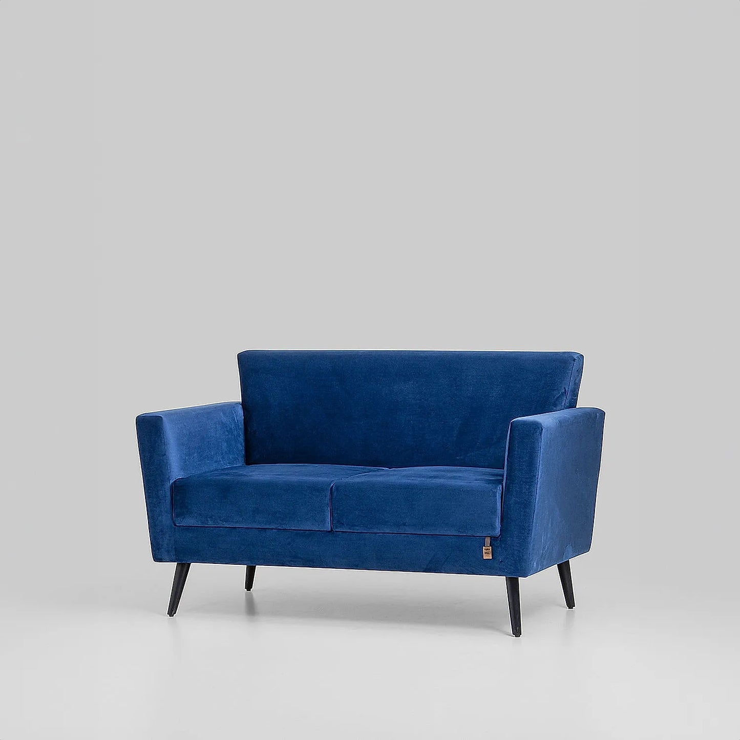 Cairo Wooden 2 Seater Sofa (Velvet, Blue)