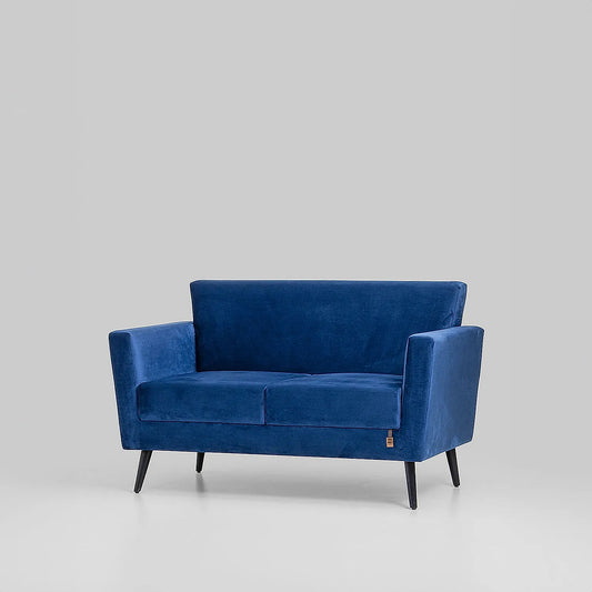 Cairo Wooden 2 Seater Sofa (Velvet, Blue)