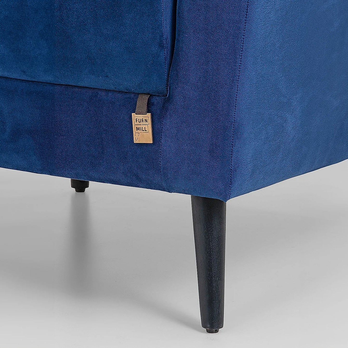 Cairo Wooden 1 Seater Sofa (Velvet, Blue)