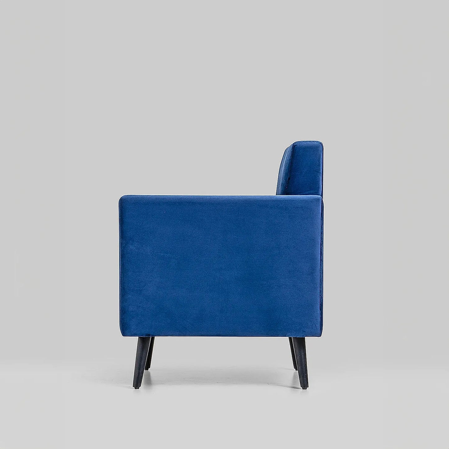 Cairo Wooden 1 Seater Sofa (Velvet, Blue)