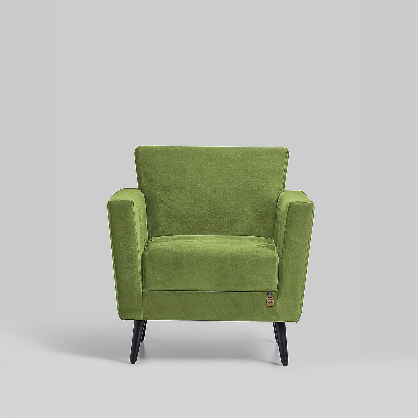 Cairo Wooden 1 Seater Sofa (Velvet, Green)