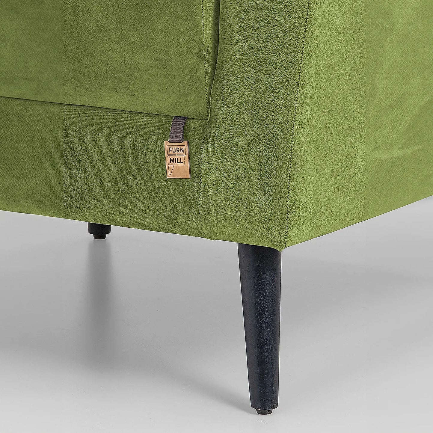 Cairo Wooden 1 Seater Sofa (Velvet, Green)