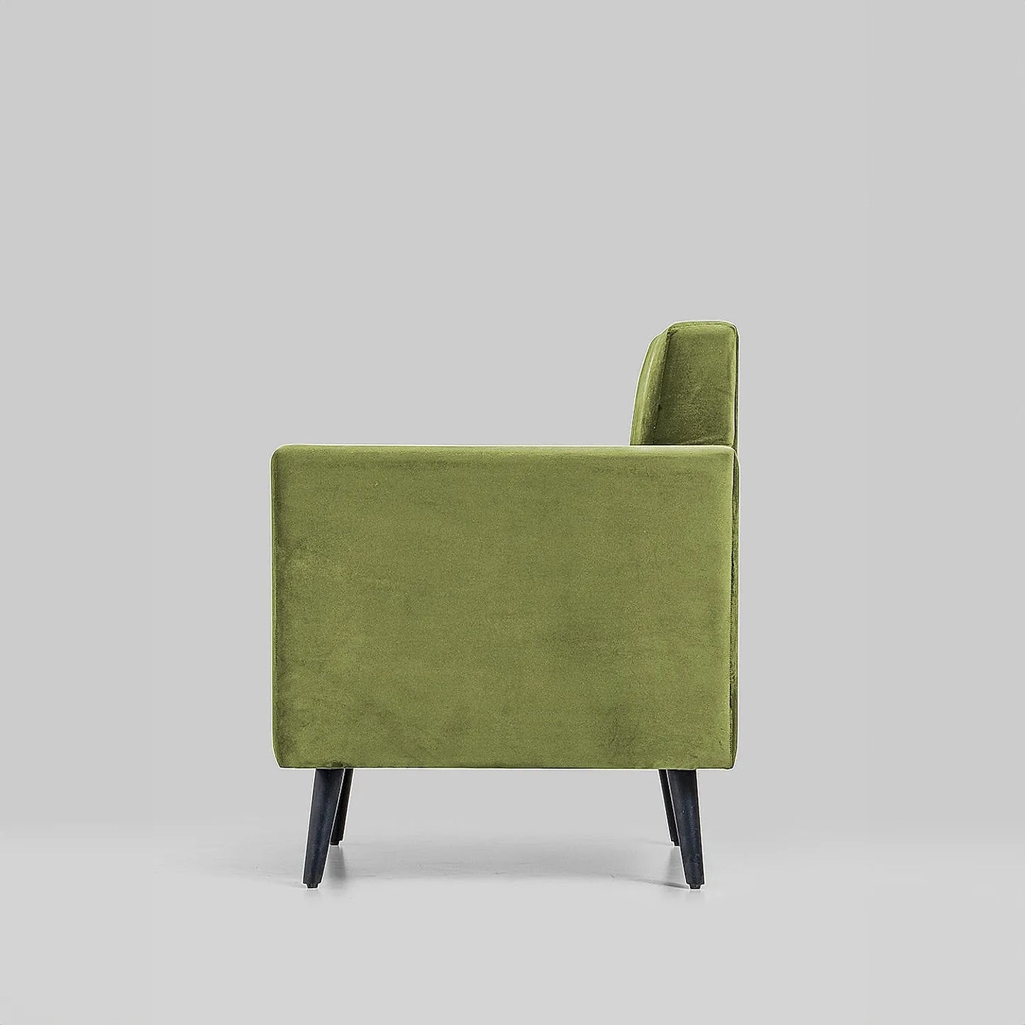 Cairo Wooden 1 Seater Sofa (Velvet, Green)