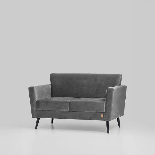 Cairo Wooden 2 Seater Sofa (Velvet, Grey)