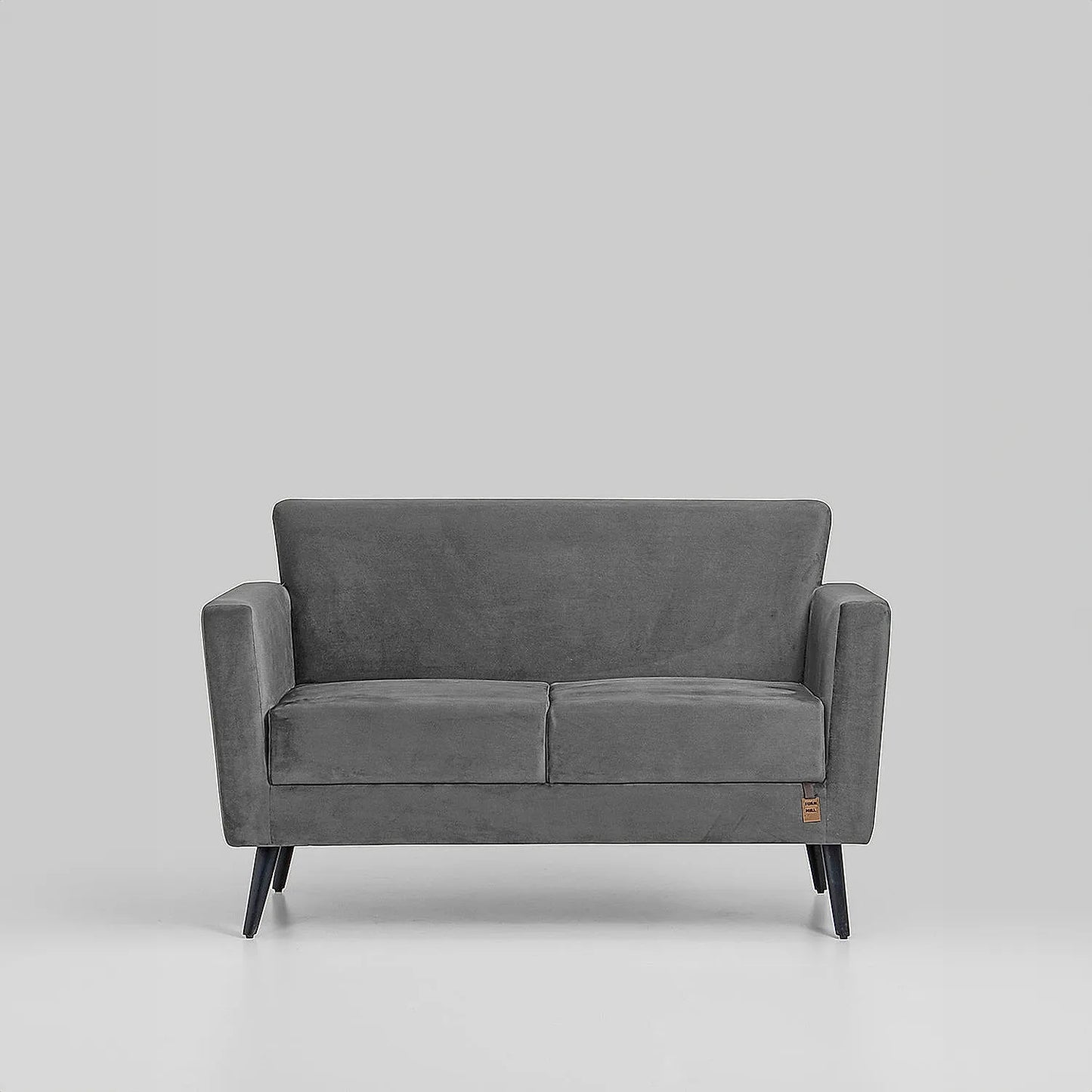 Cairo Wooden 2 Seater Sofa (Velvet, Grey)