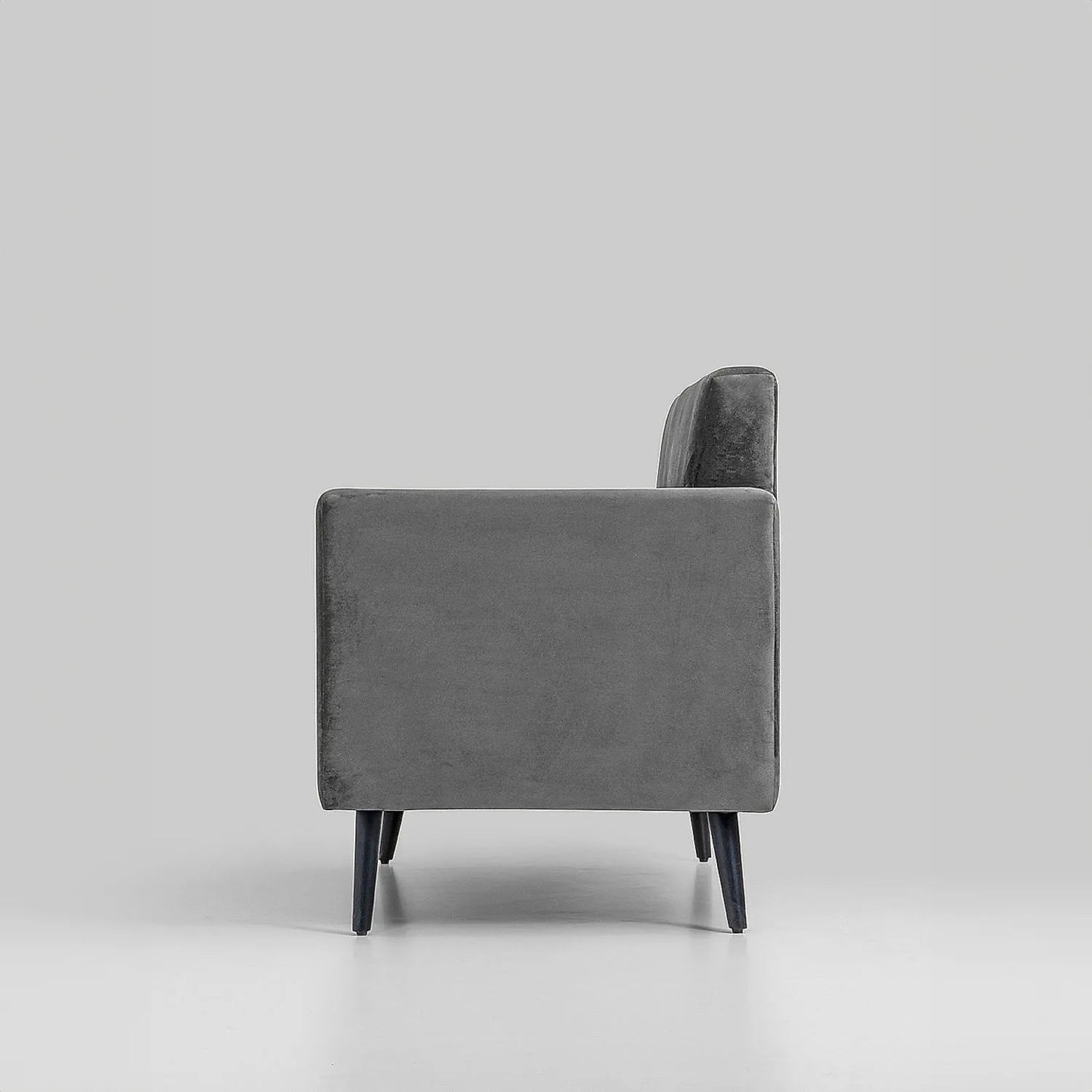 Cairo Wooden 2 Seater Sofa (Velvet, Grey)