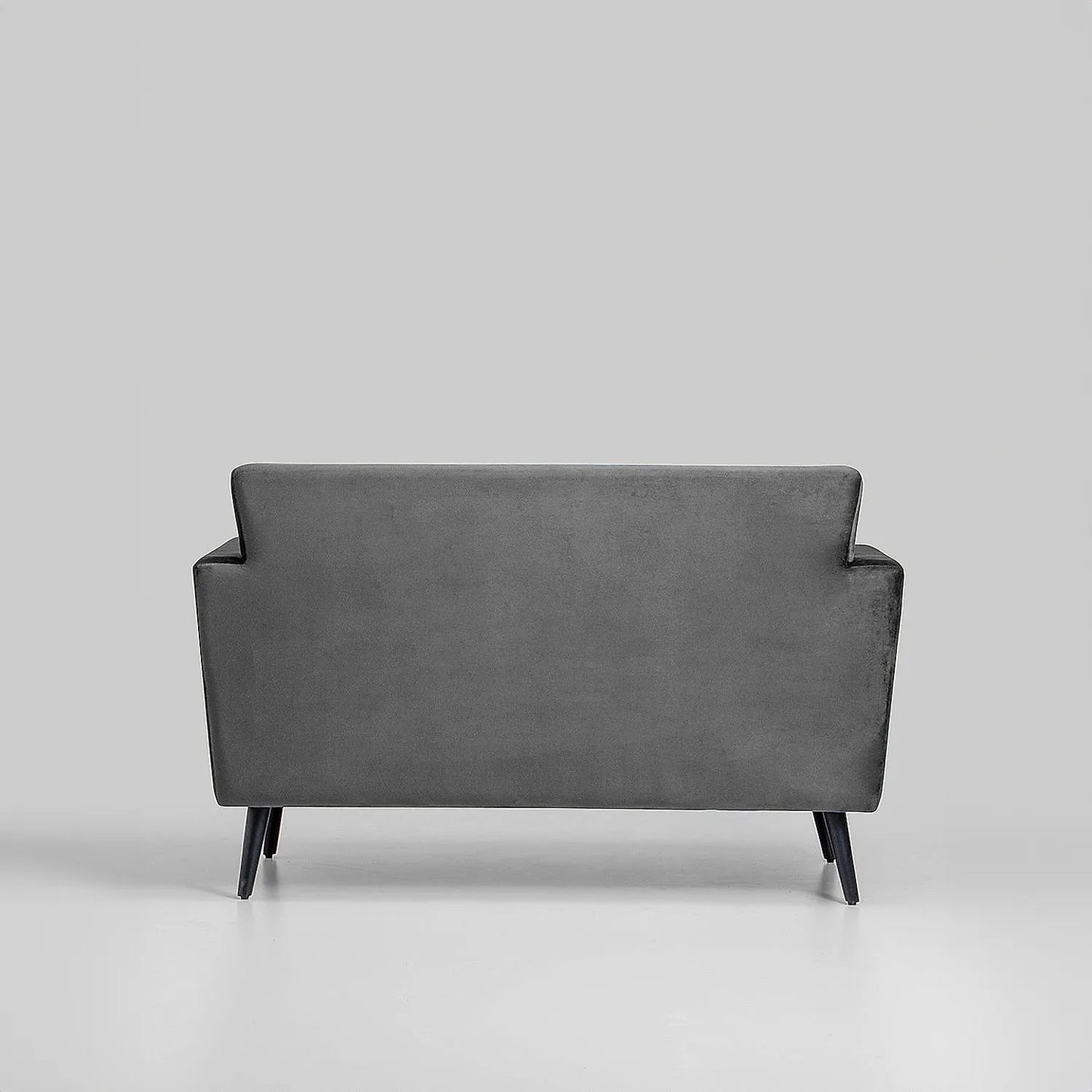 Cairo Wooden 2 Seater Sofa (Velvet, Grey)